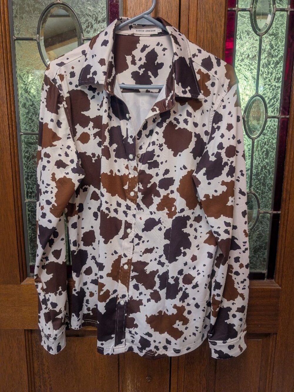 Womens western-style performance blouse, size Large